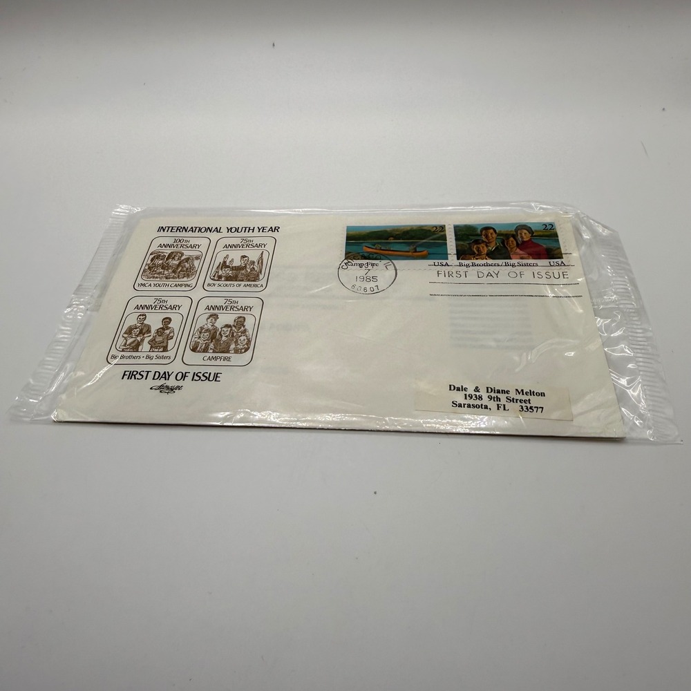 1985 International Youth Year First Day of Issue Envelope YMCA BSA BBBS Stamps